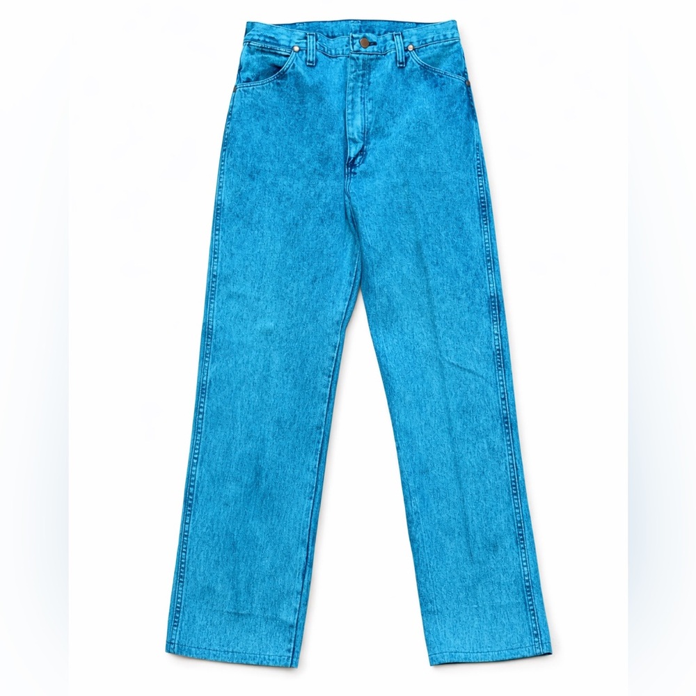Wrangler Vintage Turquoise Acid Wash High Rise Tapered Jeans Made in USA 34x34